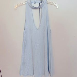 Tobi light blue shift dress with mock neck